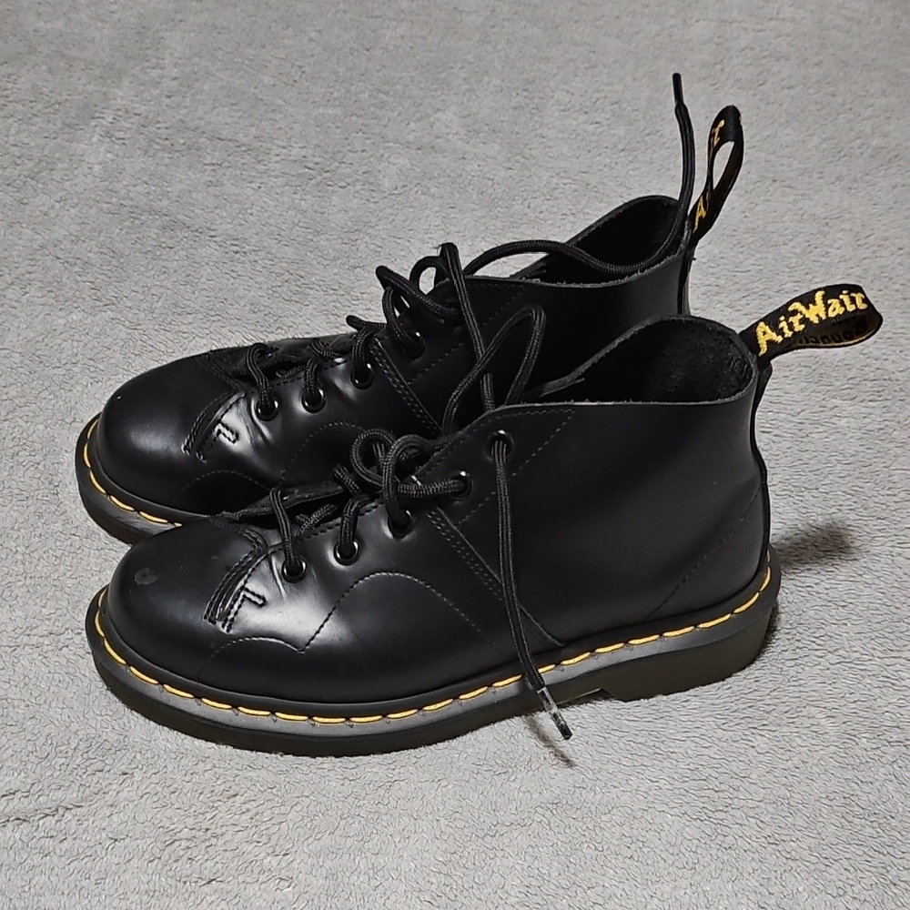 Dr. Martens Black Ankle Boots with Yellow Stitching